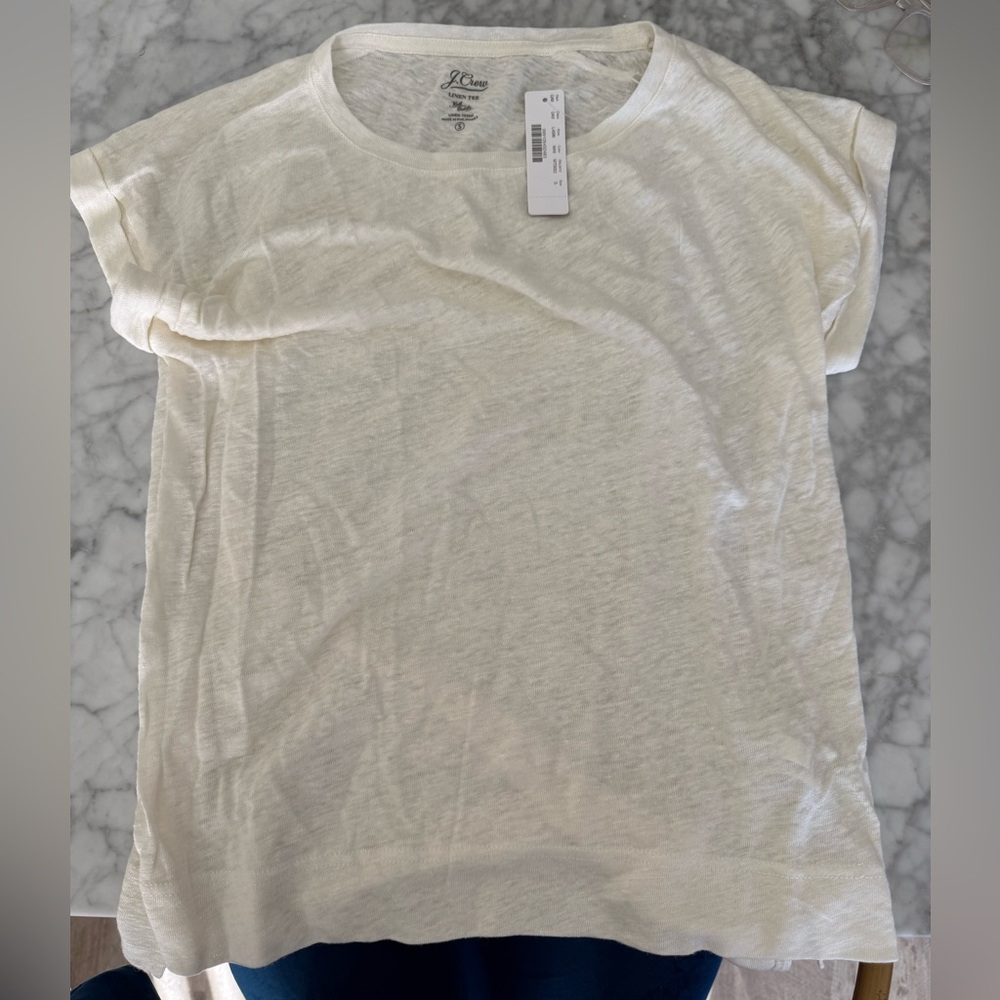 J. Crew Linen Tee in Cream